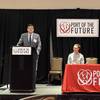 L-R: Mark Schrupp, executive director Port of Detroit, and Rob Moorcroft, Tunley Environmental, speak at Ports of Future Conference in Houston April 2024 (Photo: Port of Detroit)