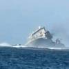 Manawanui listing on the reef, October 6. (Photo: Samoa Fire and Emergency Services Authority)