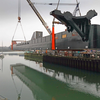 One of the pontoons being lifted into the water (Photo: SMS)