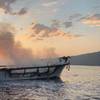 Photo of Conception’s burned hull at dawn on Sept. 2, 2019, prior to sinking. (Credit: Ventura County Fire Department)