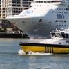 Pilot launch “MALU MAI” with Carnival Australia cruise ship Pacific Dawn in the background. Photo credit: Australian Reef Pilots Pty Ltd.