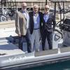 Bernard d’Alessandri, General Secretary and Managing Director of the Yacht Club de Monaco (center), with Leif Stavøstrand, founder of Evoy (left) and Stewart Wilkinson, Founder of Vita (right) at the Yacht Club de Monaco. (Photo credit: @Francesco Ferri / Vita)
