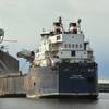 The Canada-flag Algolake loading wheat at the CHS elevator in the Port of Duluth-Superior. (Photo by: Terry White / Chamber of Marine Commerce)