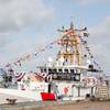 The Coast Guard Cutter Harold Miller sits moored during the commissioning ceremony at Sector Field Office Galveston, Texas, July 15, 2020. The crew of the Harold Miller will have a patrol area encompassing 900 miles of coastline for the Coast Guard’s Eighth District, from Carrabelle, Fla., to Brownsville, Texas. (USCG photo by Paige Hause)