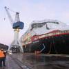 The first of Hurtigruten’s new hybrid powered expedition cruise vessels, the MS Roald Amundsen, under construction at the Kleven Yard in Ulsteinvik, Norway: delivery is expected in May 2019. (Photo: Tom Mulligan)