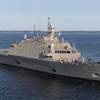 The future USS Beloit transits Lake Michigan during Acceptance Trials, August 21, 2024. (Photo: Lockheed Martin)