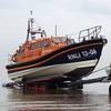 The RNLI has also introduced a new launch and recovery tractor, designed in conjunction with high-mobility-vehicles specialist Supacat Ltd, specifically for use with the Shannon. It acts as a mobile slipway.  Pictured is the Hoylake, UK Shannon class lifeboat being recovered from the sea. (Photo: RNLI/Dave James)