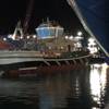 The U.S. Navy's first YT 808 class vessel docks after being launched by Dakota Creek Industries (Photo: U.S. Nay)