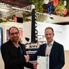 Tom Wolodarsky, Senior Surveyor and Lead Specialist WASP, LR (left) presenting the AiP to Hermen de Jong, Innovation Manager, Rondal at Metstrade 2025 in Amsterdam. © LR