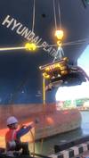 A underwater robot is deployed to clean the hull of the 5,000-TEU container ship M/V Hyundai Platinum. Photo: HMM