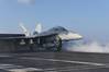 An F/A-18F Super Hornet assigned to the "Black Lions" of Strike Fighter Squadron (VFA) 213 launches from the aircraft carrier USS George H.W. Bush (CVN 77). Photo: United States Navy