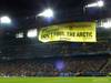 Anti-Gazprom banner at Swiss Football Stadium: Photo credit Greenpeace