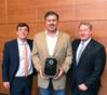 Ben Bordelon, Bollinger President and CEO, accepting the SCA award from Davis Gaddy, SCA Government Relations Coordinator (left) and Matthew Paxton, SCA President (right). (Photo: Bollinger Shipyards)