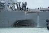 Damage to the portside of destroyer USS John S. McCain (DDG 56) following a collision with the merchant vessel Alnic MC in August 2017 (U.S. Navy photo by Joshua Fulton)