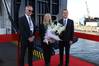 EVP Peder Gellert, Sponsor Eva Lundstedt and SVP Selçuk Boztepe at the naming ceremony in Istanbul. Photo: DFDS