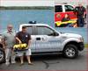 Fairhaven's harbormaster and shellfish warden with ROV, Inset - Downe Twp with side scan sonar