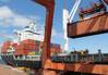 File photo: containership at dock.