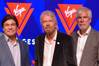 File photo - From left to right: Tom McAlpin, Virgin CEO and President; Sir Richard Branson, Founder Virgin; and Stuart Hawkins, Virgin SVP Marine and Technical at the rollout of the new name and logo for Virgin Voyages in 2017. (Photo: Wärtsilä)