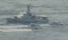 Iranian Islamic Revolutionary Guard Corps Navy (IRGCN) vessels cross the bows and sterns of U.S. military ships at close range while operating in international waters of the north Arabian Gulf. (U.S. Navy photo)