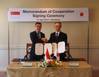 Maritime and Port Authority of Singapore Chief Executive, Andrew Tan and Michio Kikuchi, Director-General of Ports and Harbours Bureau, Ministry of Land, Infrastructure, Transport and Tourism reaffirming their strong bilateral relations at MOC ceremony. Photo: Maritime and Port Authority of Singapore
