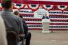 Mayor Nicholls speaking during the Yuma (EPF 8) keel laying ceremony Photo Austal