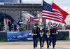 Members of the U.S. Navy Seabees Color Guard present colors at the Q-LNG 4000 naming ceremony at VT Halter Marine (Photo: VT Halter Marine)