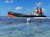 MV Wakashio ran aground on a coral reef off Mauritius, spilling 1000 tonnes of a new type of marine fuel oil, Image courtesy Curtin University