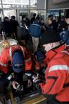 NEW YORK – Coast Guard law enforcement officers, from Station New York, prepare to help administer drug and alcohol tests to the crew of the Seastreak ferry at Pier 11, Manhattan, Jan. 9, 2013.