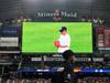 Nippon Foundation Chairman Yōhei Sasakawa delivering the first pitch of the Houston Astros MLB game at Minute Maid Park in Houston, TX. (Image: Rob Howard/MarineLink.com)