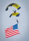 Official U.S. Navy file photo of the U.S. Navy parachute demonstration team, the Leap Frogs.