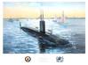 Oil on canvas by the artist Tom Freeman entitled "Homecoming, Annapolis Commissioning." The Annapolis (SSN-760) was commissioned 11 April 1992 at the Electric Boat Div., General Dynamics Corp, Groton, CT. (Courtesy of USNI)