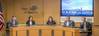 Port of Seattle Commission L to R: Commissioners Ryan Calkins, Stephanie Bowman, Commission President Courtney Gregoire, Commissioners Fred Felleman and Peter Steinbrueck. Photo: Port of Seattle