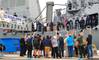 Protecteur civilians cheer USS Michael Murphy: Photo credit USN