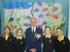  Royal Navy Veteran Roy Ticehurst with pupils from Woodmansterne Primary School Helen Marshall, James Stephenson, Azura Stones and Dylan Brown, all aged 11
