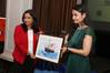 SANJAM PRESENTING THE PRESIDENT OF WISTA SRI LANKA , SHEHARA A TOKEN FROM WISTA.