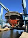 Seabulk hybrid tugboat Spartan being launched at MBB’s Coden, Ala. shipyard (Photo: Master Boat Builders)