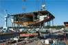 Construction of the nuclear-powered aircraft carrier John F. Kennedy