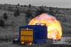 Test being conducted on the new pre-fabricated fire and blast resistant panel Photo InterDam