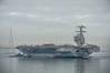 The aircraft carrier Pre-Commissioning Unit (PCU) Gerald R. Ford (CVN 78) is moved to Pier 3 at Newport News Shipbuilding Nov. 17, 2013. (US Navy photo)