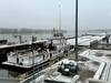 The last tow of the 2023 navigation season: The towboat Thomas Erickson departed Lock and Dam 10, near Guttenberg, Iowa, Dec. 3, with 15 barges. (Photo: U.S. Army Corps of Engineers, St. Paul District)