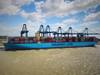 The Madrid Maersk at Felixstowe's Berth 8 photographed by Captain Prithvi Singh, SCS pilot at Harwich Haven Authority, who piloted the Madrid Maersk out of Felixstowe.