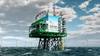 The platform model from Tractebel contains a complete plant for the industrial production of CO2-neutral âgreenâ hydrogen from offshore wind energy. Image: Tractebel