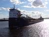 The self-discharging bulk carrier vessel John D. Leitch makes its way through the Duluth-Superior Harbor in 2012. (Photo: Marie Zhuikov / Wisconsin Sea Grant)