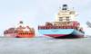 The vessels Monte Olivia (left) and Olivia Mærsk (right) in the Port of Cartagena, Colombia. Photo: Maersk Line