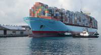 The containership Sofie Maersk is escorted by tugs into Honolulu Harbor. (U.S. Coast Guard photo by Amanda Levasseur)