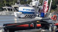 Close up view of the damage of a 29-foot response boat small after it collided with another 29-foot response boat during training off Falmouth, Mass., Wednesday, Sept. 5, 2018. (U.S. Coast Guard photo)