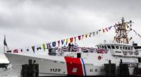 The Coast Guard Cutter Nathan Bruckenthal berthed before its commissioning ceremony in Alexandria, Va., July 25, 2018. The Bruckenthal was the 28th Sentinel-class Fast Response Cutter to be commissioned. (U.S. Coast Guard photo by Charlotte Fritts)
