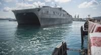 Official U.S. Navy file photo of USNS Brunswick (T-EPF 6). This ship is in the same class as PCU Burlington (EPF 10).