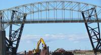 Trade West Construction continues the deepening of the Upstream Channel for the New Lock at the Soo in Sault Ste. Marie, Michigan. Deepening is the first phase of the new lock project and will be completed in the fall 2021. (Photo: Michelle Briggs)