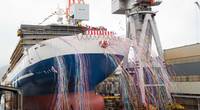 Christening and Launch Ceremony of "FERRY KYOTO". Photo courtesy Mitsubishi Shipbuilding Co., Ltd.